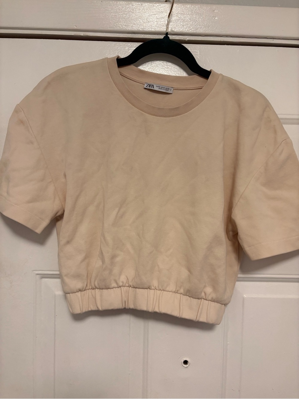 Zara Kids Cream Cropped Sweatshirt Top